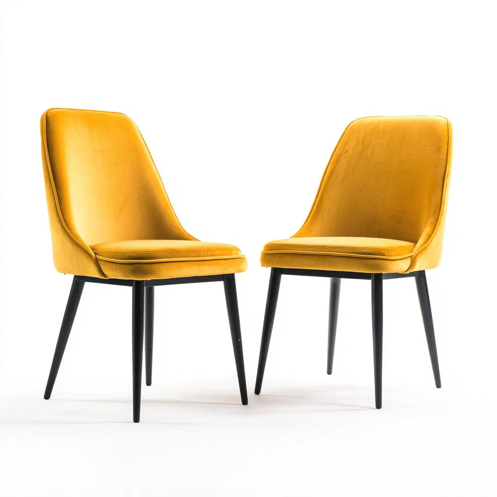 Set di 2 sedie da pranzo imbottite 50×56×82 cm - giallo e nero - profilo compatto contemporaneo per Sala Da Pranzo