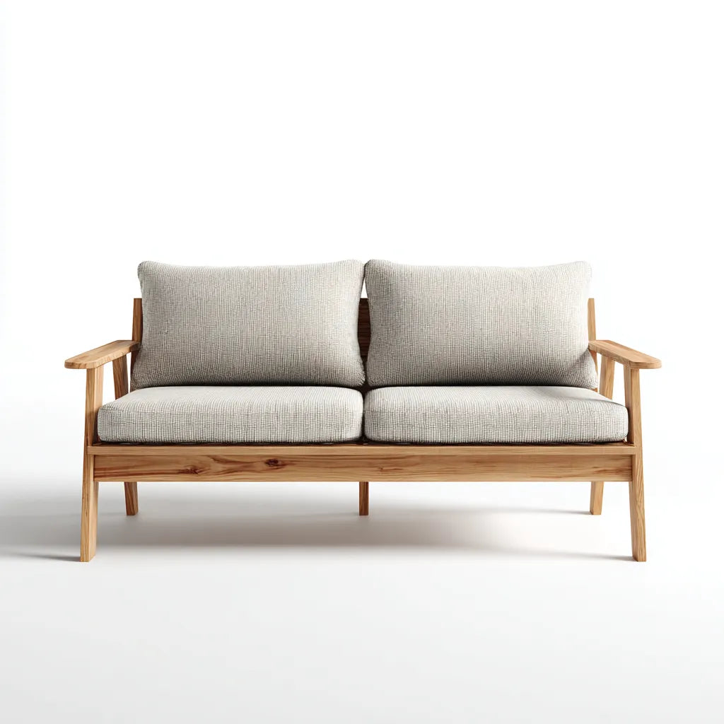 Divano da esterno 168×78×82 cm - beige e marrone - struttura in legno con seduta imbottita