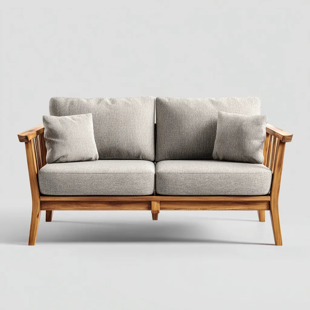 Divano da esterno 178×82×86 cm - legno marrone e tessuto beige per terrazza