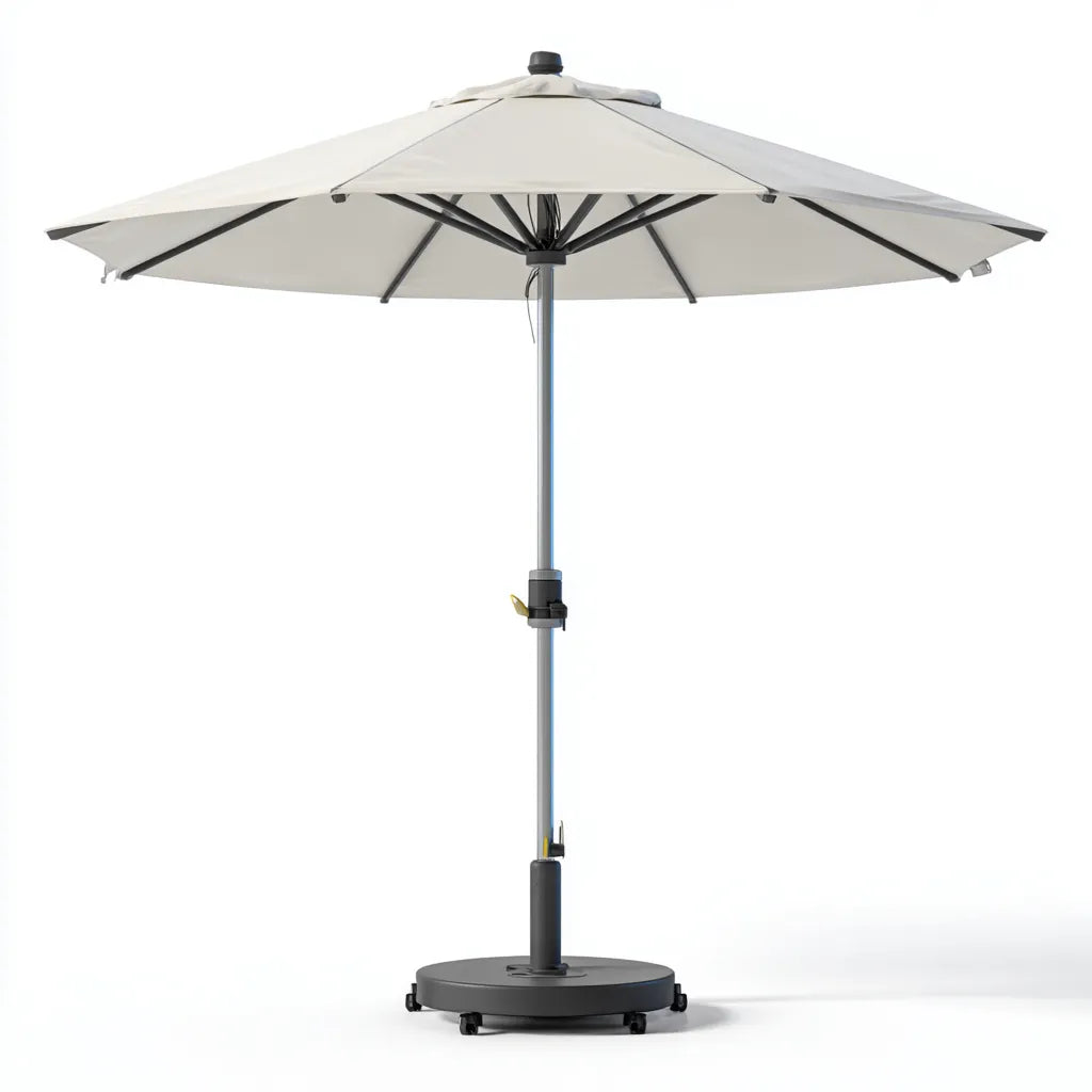 Ombrellone da sole per esterni 300×300×260 cm - beige nero con apertura a manovella
