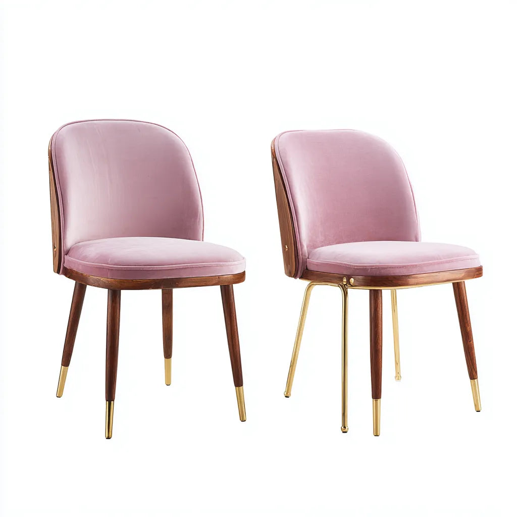Sedia da pranzo in tessuto e legno 54×59×84 cm - rosa e oro - stile raffinato per sala da pranzo