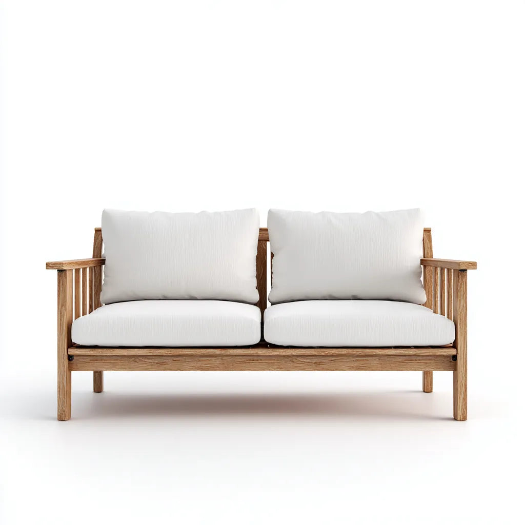 Divano da esterno 165×76×80 cm - bianco e marrone - legno con design aperto per patio