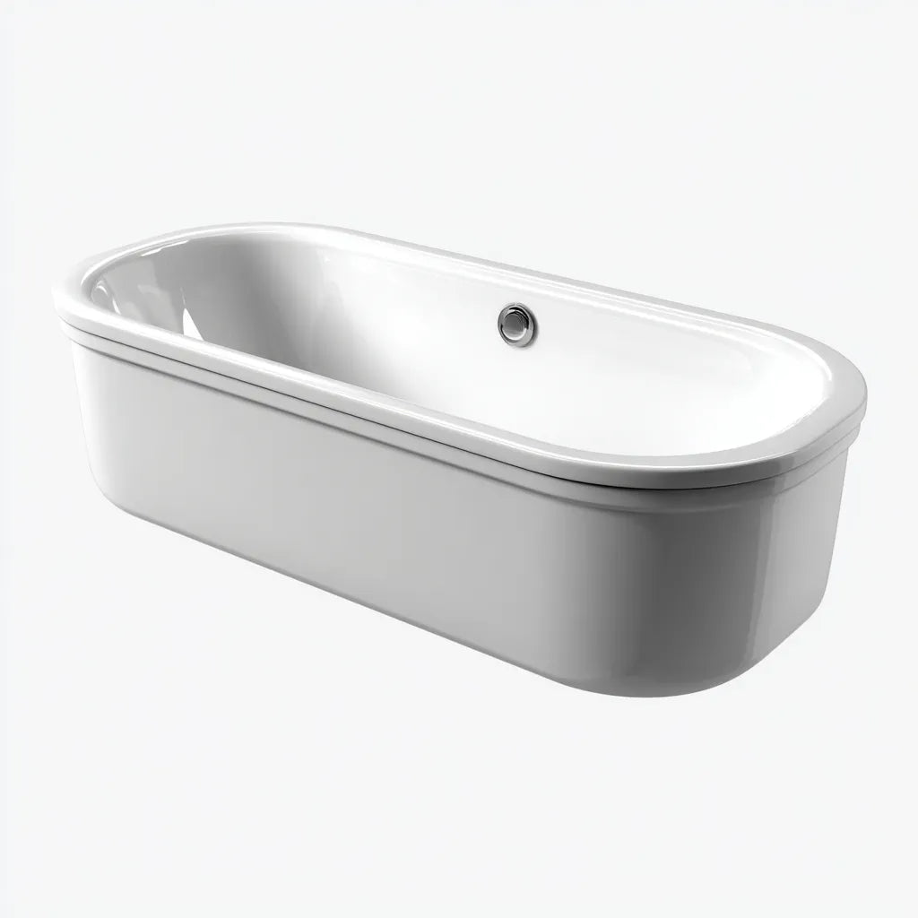 Vasca freestanding 170×75×58 cm - bianca - profilo ovale con bordo arrotondato - soluzione moderna per bagno
