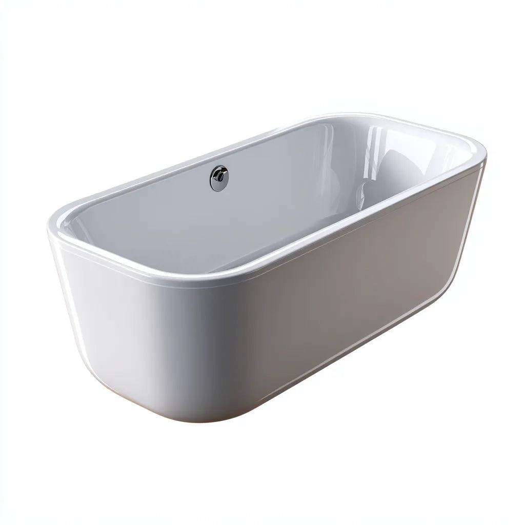 Vasca freestanding 170×75×60 cm - acrilico bianco profilo rettangolare arrotondato