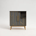 Credenza 100×40×105 cm - legno e metallo - nero e oro - design geometrico elegante per sala da pranzo