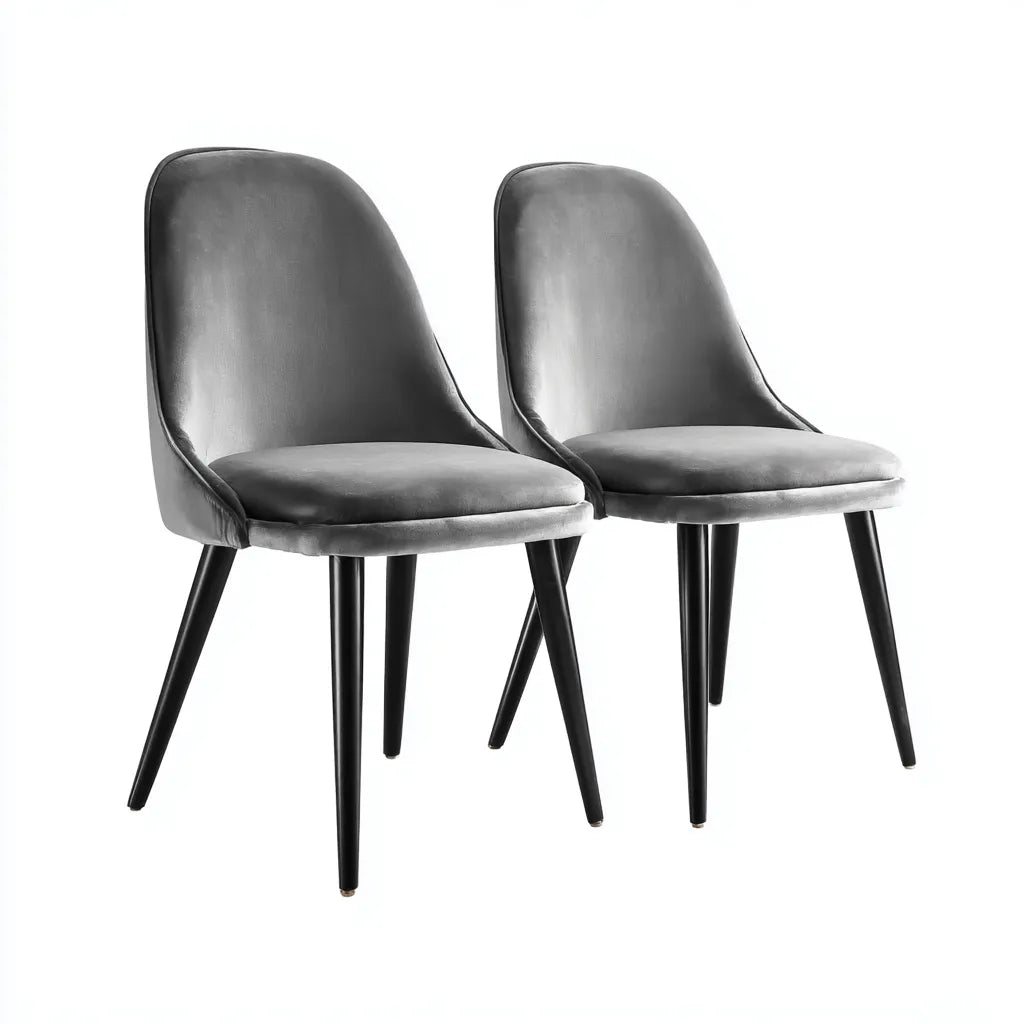 Set 2 sedie da pranzo in tessuto 50×58×82 cm - grigio e nero - per sala da pranzo moderna