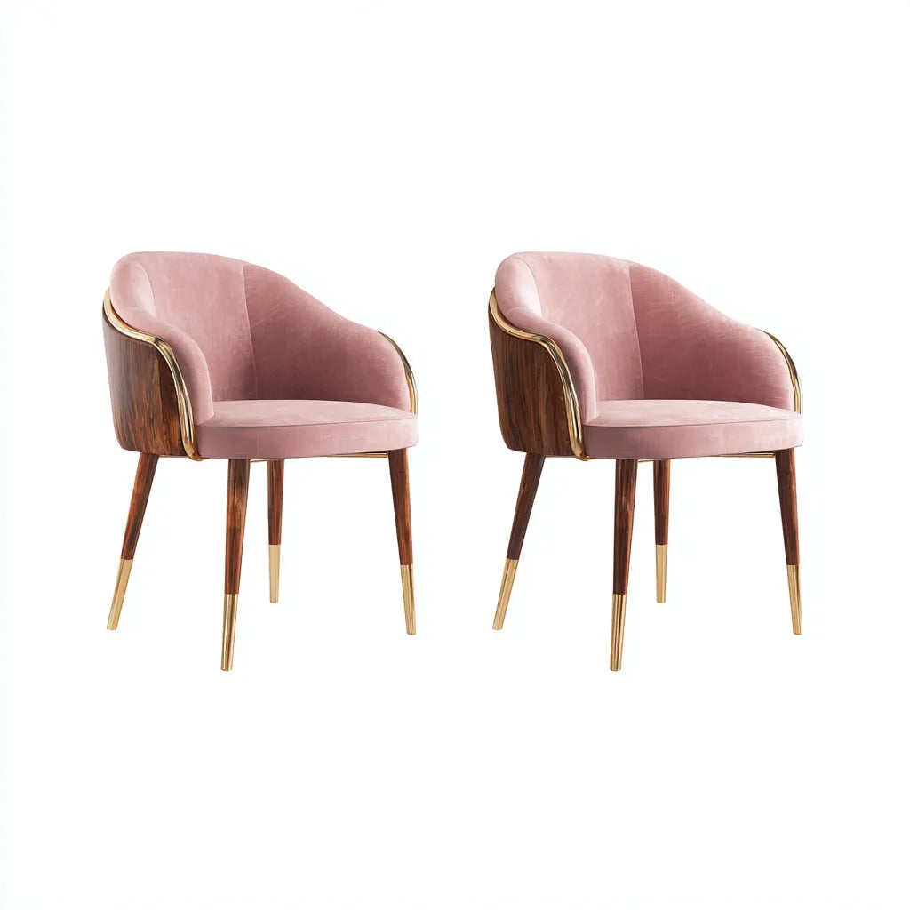 Sedia Da Pranzo in tessuto rosa 54×60×78 cm - con struttura legno e dettagli eleganti