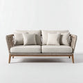 Divano da esterno 180×84×85 cm - struttura intrecciata beige e tessuto beige stile contemporaneo