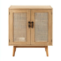 Credenza da pranzo in legno e rattan 88×40×100 cm - marrone e nero - stile naturale compatto per Sala Da Pranzo