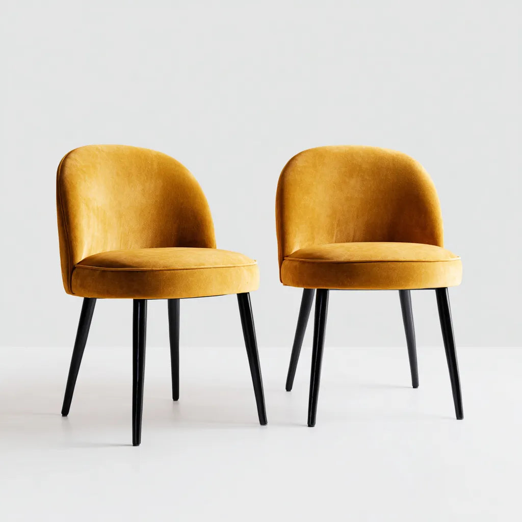 Set 2 sedie da pranzo in tessuto 49×56×84 cm - giallo e nero - per sala da pranzo contemporanea