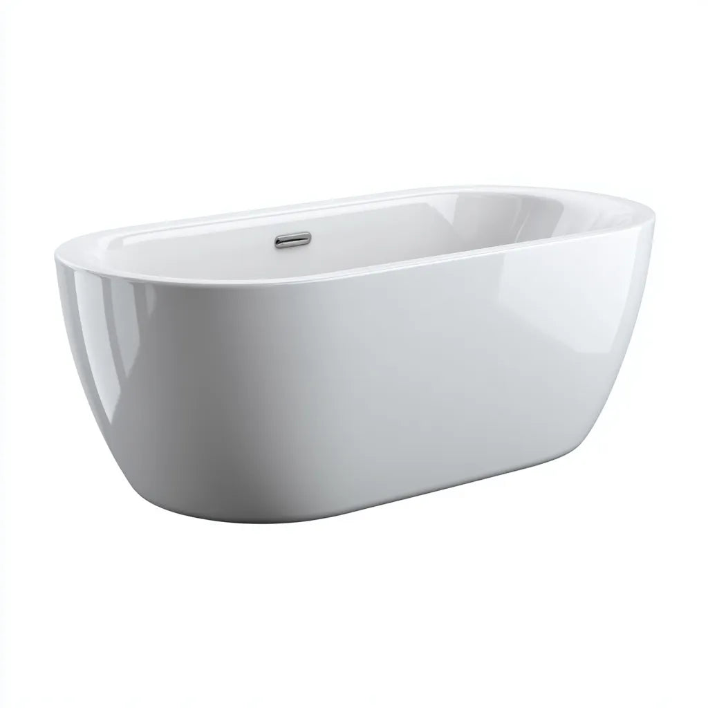Vasca freestanding 165×75×58 cm - acrilico bianco - linea compatta con troppo pieno