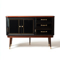 Credenza da sala da pranzo in legno nero 150×45×90 cm - dettagli marrone e oro stile rétro