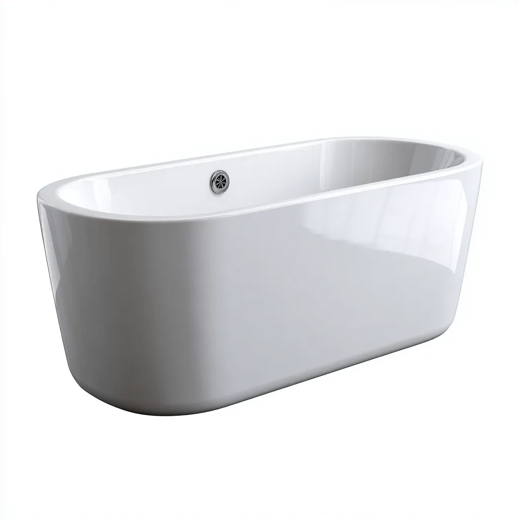 Vasca freestanding 165×72×60 cm - bianca - forma compatta con lati curvi - design essenziale per bagno contemporaneo