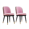 Sedia Da Pranzo imbottita rosa 53×59×82 cm - profilo nero e finiture oro