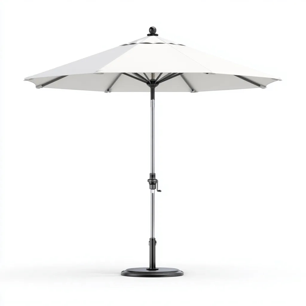 Ombrellone da sole per esterni 300×300×255 cm - metallo e tessuto - bianco e nero - apertura a manovella per terrazza e patio