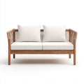 Divano da esterno 160×74×78 cm - legno e corda - bianco e marrone - stile essenziale per patio e veranda