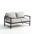 Divano da esterno 168×78×80 cm - metallo nero e tessuto beige design moderno