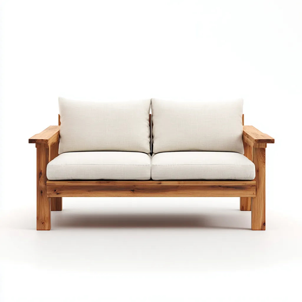 Divano da esterno in legno 165×78×82 cm - beige e legno naturale - per patio in stile essenziale